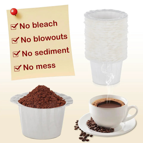 Eco Friendly Disposable Paper Coffee Filters For Single Brewer Reusable K Cups And K Cup Pods, Unbleached And Tear Resistant Paper