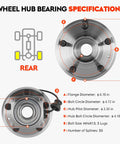 Rear Wheel Bearing And Hub Assembly For Chevy Equinox 2010 2017 And GMC Terrain 2010 2017 With ABS 5 Lug 30 Spline 6.18 Inch Flange Diameter Replacement 512440 specifications diagram
