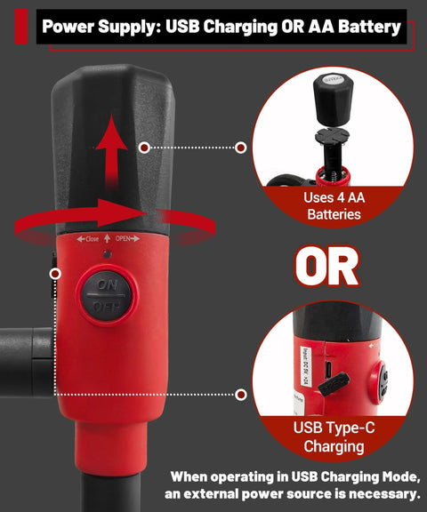 Portable Fuel Transfer Pump With Dual Power Options Battery Powered Or Usb Type C Power Delivery Auto Stop Gas Pump For 5 Gallon Gas Can Built For Home Garage Rv And Workshop Use No Spill Safety And Quick Start Convenience showing power options
