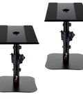 Heavy Duty Desktop Speaker Stands Pair With Flat Base Adjustable Height And Tilt Universal Platforms for desk or home theater