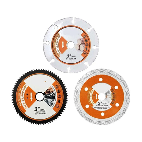 75mm Cutting Disc Set For Mini Angle Grinder Versatile All In One Multi Material Blades for wood, steel, concrete and more