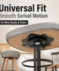 Heavy Duty Black 5 Inch Swivel Replacement Plate For Bar Stools with smooth swivel motion for versatile seating.