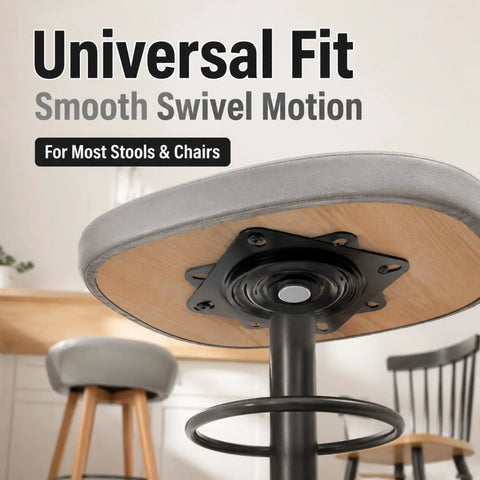 Heavy Duty Black 5 Inch Swivel Replacement Plate For Bar Stools with smooth swivel motion for versatile seating.