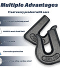 8 Pack 5/16 Inch G70 Weld On Grab Chain Hooks For Chains And Tractor Buckets, Heavy Duty Weld-On Hooks Set, 4700 Lb Working Load Limit, Forged Steel Construction, 2.5 In Long By 1.95 In Wide. Close-up of 5/16 G70 weld-on grab hook, forged steel, for chains and tractor buckets
