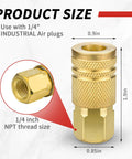 Pro Grade Brass One Quarter Inch Internal Thread Air Couplers Pack Of 10 For Quick Connects On Air Hoses, NPT Compatible
