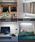 Plug In Hands Free Magnetic Under Cabinet Lights 16 Inch Ultra Thin Motion Sensor installed in kitchen, washroom, desk, bedside