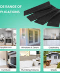 Plastic Leveling Wedges Set Of Sixteen 3.15 Inch Shims For Furniture And Appliances DIY Door And Table Levelers Easy Snap In Design Durable PP Plastic Rot Resistant Built For Easy Home Upgrades displayed against a green background showing various application images.