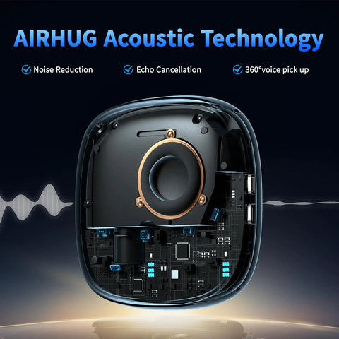 Internal view of Conference Bluetooth Speakerphone with 360 Degree Voice Pickup and Noise Reduction, USB C Plug And Play.