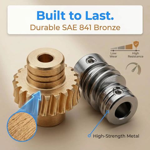 Brass Gears and Bronze Gear Set for Robot Wheels 10 to 1 Industrial Drive Kit, showcasing bronze gear and metal component durability.