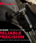 Compact Quarter Inch Collet Air Die Grinder Kit With Squared Off Right Angle Frame And Punchy 21000 Rpm Torque Setup in use on vehicle surface.