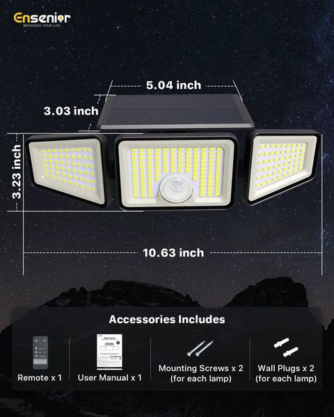 Slick Solar Motion Sensor Flood Lights Providing Outdoor Security With Remote Control And Four Lighting Modes Sensing Activity Up To Thirty Two Feet Away In Matte Black Housing So You Can Guard The Yard Without Breaking A Sweat
