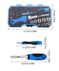Gutsy Heavy Duty Ratchet Socket Wrench Kit With Extra Screwdriver Bits And A Snap Shut Carry Case Tough hand tool set in a portable case.