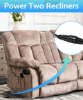 Wide Power Recliner Power Supply Kit 29V 2A 2-Pin Adapter shown on a dual recliner with cables attached.
