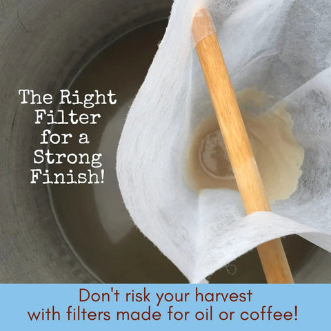Maple Syrup Filter Set For Home Sugaring, 1 Qt Three Piece Kit with filter in use over boiling sap, Made In USA
