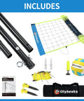 Portable Outdoor Volleyball Net Set For Backyard Or Beach With Easy Snap On Poles No Tools Needed For Quick Setup 4 Adjustable Heights
