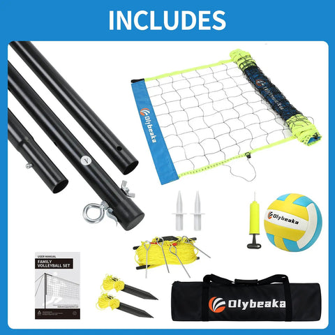 Portable Outdoor Volleyball Net Set For Backyard Or Beach With Easy Snap On Poles No Tools Needed For Quick Setup 4 Adjustable Heights