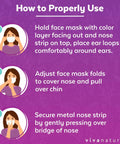 Instructions on how to wear Ultra Thick 4-Ply Black Disposable Face Masks, 50 Individually Wrapped, Non Medical Grade