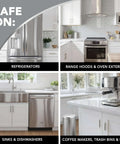 Various kitchen appliances and sinks cleaned with Stainless Steel Cleaner And Polish Spray Aerosol 2 Pack For Appliances, Chrome And Sinks.