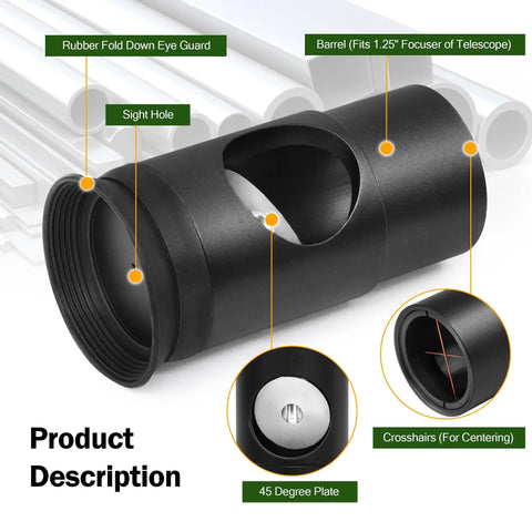 1.25 Inch Metal Collimating Cheshire Eyepiece For Newtonian Reflectors Without Laser showing eyepiece details and labels