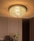 Crystal Flush Mount Ceiling Light Two Light Fixture With Chrome Finish And Sparkling Crystal Bowl Shade, Bulbs Included