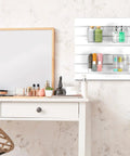 Six Clear Slatwall Bins With Integrated Hooks Mount Hanging Organizer 5.1 x 5.1 x 5.1 Inch installed on slatwall panel