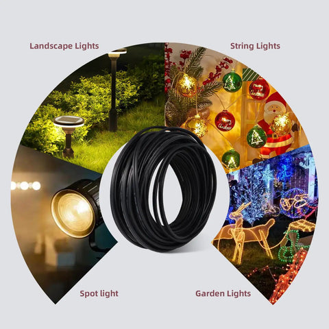 12 Gauge Low Voltage Landscape Wire 2 Conductor Direct Burial Cable 100 Feet for Outdoor Lighting Installations with lighting examples