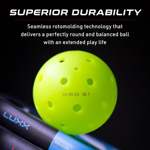 Pro S1 Outdoor Pickleball Ball For Tournament Play Crack Resistant 38 Hole Design With Advanced Aerodynamics USAPA Approved Durable
