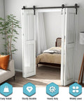 7 Foot Bi Fold Barn Door Hardware Kit For Four Doors Track System Fits Door Openings Up To Eighty Inches With Smooth Quiet Glide