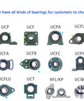 Assorted bearings including UCFL204 Pillow Block Bearing 20mm Bore Mounted Pillow Block Chrome Steel Bearings 2 Bolt Flange Mounted