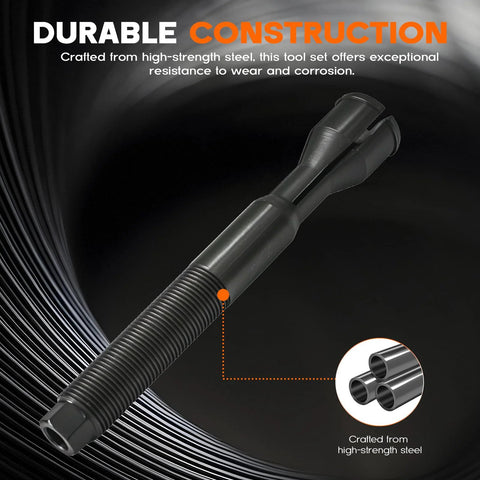 Harley-Davidson M8 cam bearing tool for Milwaukee Eight; black steel inner cam bearing puller/installer with knurled grip