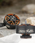 Set Of Four VCI 1404 4000KV FPV Brushless Motors For 3 Inch Toothpick Micro Drones shown on rocky surface
