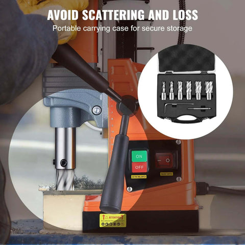 6-piece annular cutter set with Weldon shank for magnetic drill; M2AL HSS; 1" depth; 1/2-1-1/16" dia; portable case