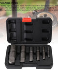 Heavy Duty Pipe Extractor Set For 1/8 Inch To 1 Inch Broken Screw Removal Tools Made From Tough Cr Mo Steel Includes Compact Storage Box open case