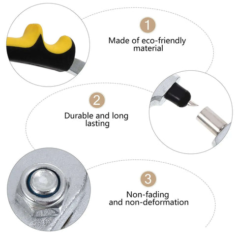 Close-up features of Handheld Hole Punch Pliers Stainless Steel Belt Puncher Tool showing eco-friendly material and durability.