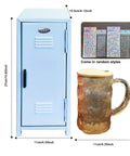 Fresh Blue Mini Metal Locker Box With Reliable Lock And Dope Decorative Stickers Compact Desktop Storage Organizer For Jewelry Cash Stash Girl Gifts Desk Neat Stack, dimensions 10.8x4.2x3.9in.