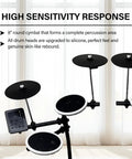 Kickin Electronic Drum Set With Amp For Beginners, Quiet Mesh Pads And Cymbals, USB MIDI kit detail of 8-inch cymbal and drum module