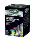 Box of Extreme Hold Antibacterial Bandages For Fingers And Knuckles, Flexible Fabric Strips, Nonstick Pad With 0.8 Percent Benzalkonium Chloride.