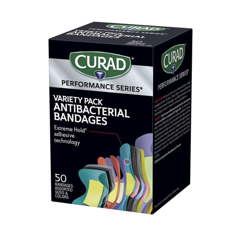 Box of Extreme Hold Antibacterial Bandages For Fingers And Knuckles, Flexible Fabric Strips, Nonstick Pad With 0.8 Percent Benzalkonium Chloride.
