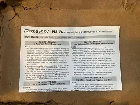 Instruction sheet for Pro Grade Wall Mount Bike Stand With Heavy Duty Clamp And Locking System, various languages