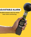 Pro Grade Heat Index Monitor With Wet Bulb Globe Temperature Gauge And Brass Ball - Adjustable alarm in use
