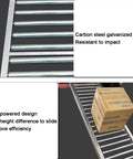 Light Duty Unpowered Roller Conveyor For Warehouses And Factories With Galvanized Steel Rollers Splicable Bucket Unloading Pulley And 30Cm To 120Cm Wide Durable Widths For Easy Material Handling, box sliding on rollers