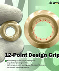 Heavy Duty Aluminum Bronze Non Sparking Socket Set Ratchet T Handle Flex Extensions Die Forged with 12-point design grips.