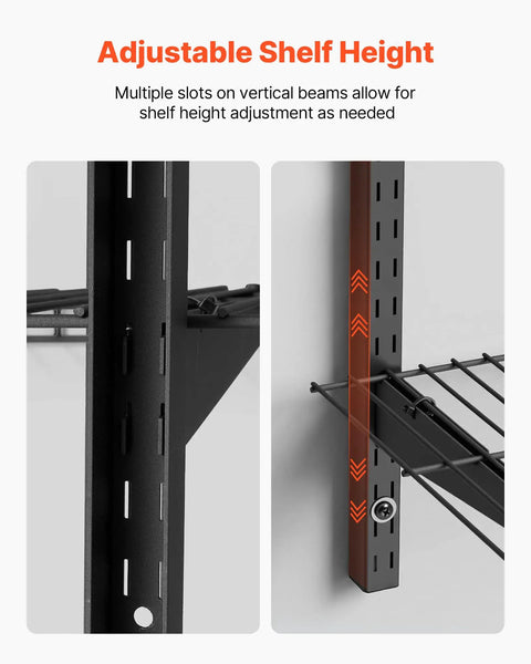 Sturdy 3 Tier Wall Garage Shelving Unit For Heavy Duty Storage, 1x3 Ft Steel Wall Mounted Shelves With 11x36 Inch Per Shelf And 450 Lbs Total Capacity, Black Durable Floating Metal Rack For Tools Bins And Garage Organization adjustable shelf height slots