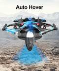 Kid Friendly RC Plane With Built In Controller Screen No Phone Needed Fighter Jet Drone Auto Hover For Easy Flying Camera On Board Great Gift For Boys Ages 8 To 12 Includes Two Batteries hovering over landscape