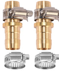 Brass Garden Hose Repair Connector With Clamps Fits Three Fourth Inch Or Five Eighth Inch Hoses Durable Stainless Steel Clamps No Fuss Easy Install Quick Connect 2 Pack Set For Leak Free Repairs And Fast Hose Extensions.