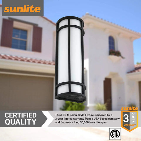 24 Inch LED Mission Style Wall Sconce Light Fixture No Fuss Outdoor Use 1200 Lumens 23W 3000K Warm White ETL Listed
