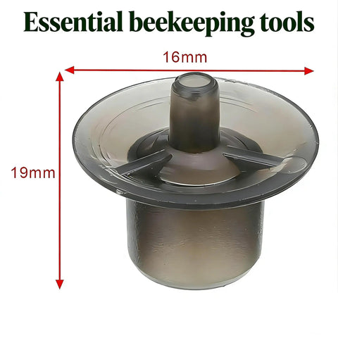 Plastic component of Six Piece Queen Bee Catcher Cage Set For Beekeeping With One Handed Use, measuring 16mm by 19mm.