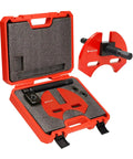 Beefy Wheel Bearing Removal Tool And Hub Puller with carrying case showing red-coated high strength carbon steel components