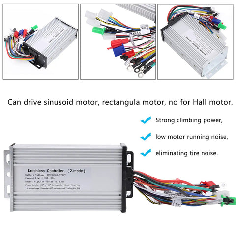 Brushless Motor Controller 48V To 72V Wide Voltage 1000W 1500W Dual Mode With Self Learning For E Bikes And Electric Scooters