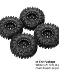 1.3 Inch Wheel Tires Set With S5 Swamp Claw Mud Terrain Tread And Aluminum Wheels For 1/18 And 1/24 RC Crawlers Like SCX24 TRX4M Upgrade Built Tough For Off Road Adventures